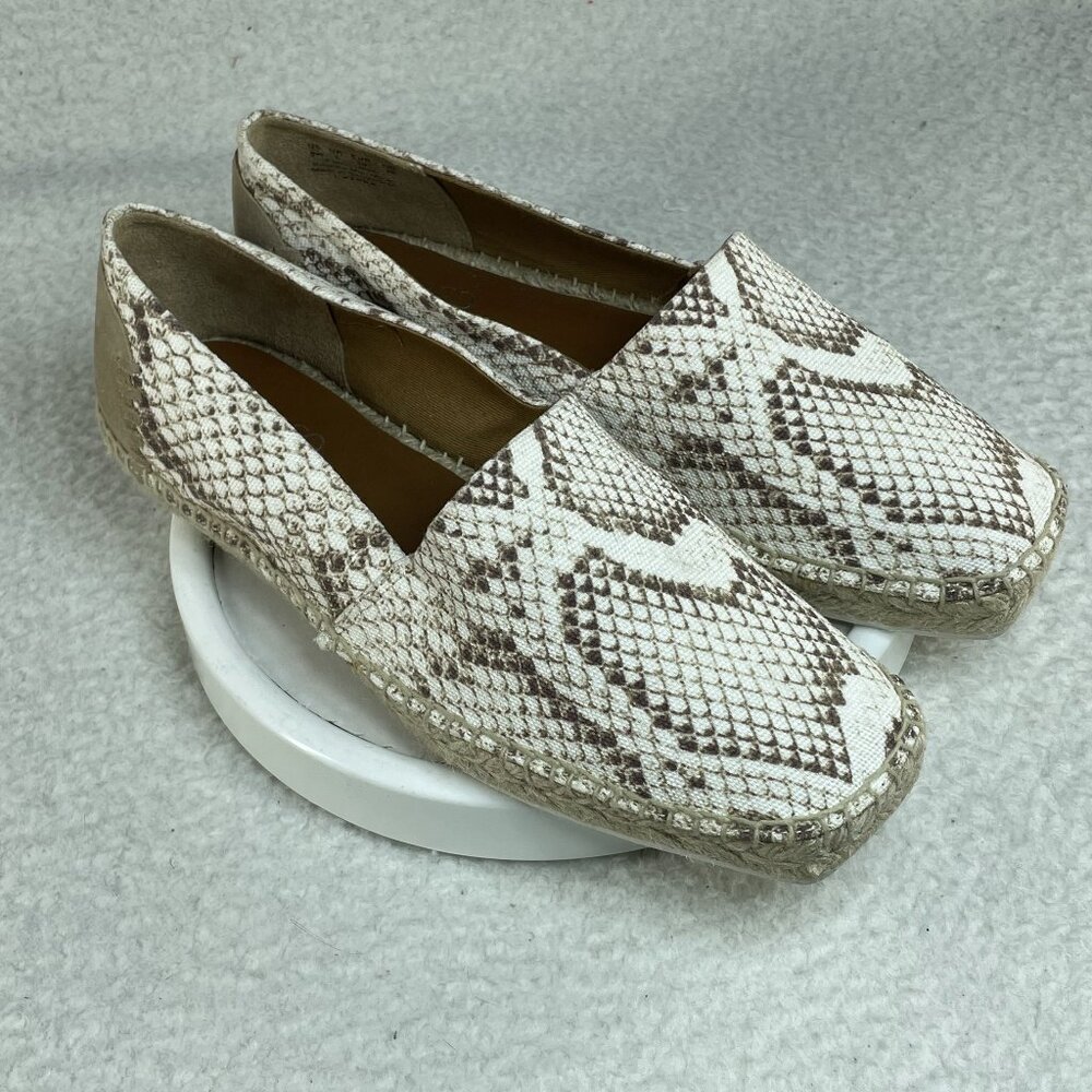 Franco Sarto Flat Shoes Womens Size 9W Tan Slip On Fabric Upper Snakeskin